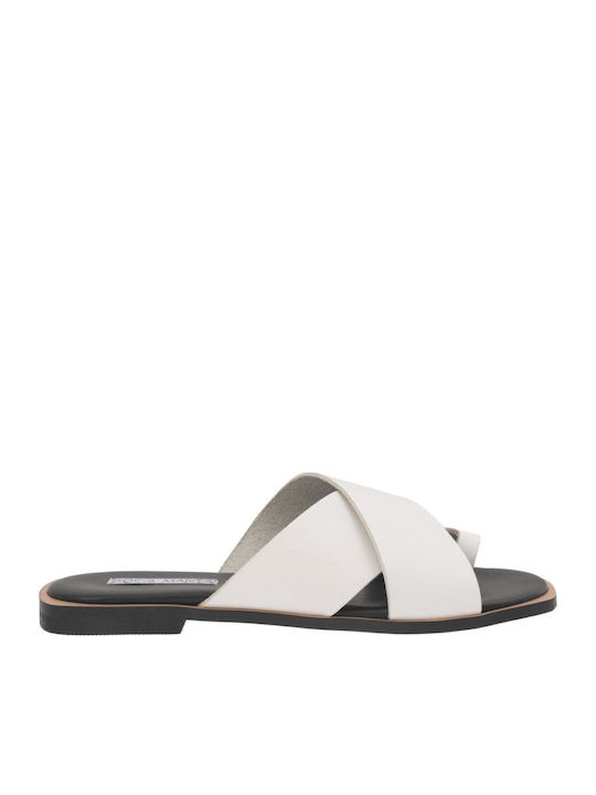 Sofia Manta Leather White Women's Flat Sandals