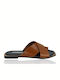 Leder Flache Sandalen für Damen in Tabac Braun Farbe