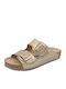 Leather Women's Flat Sandals Anatomic in Gold Color