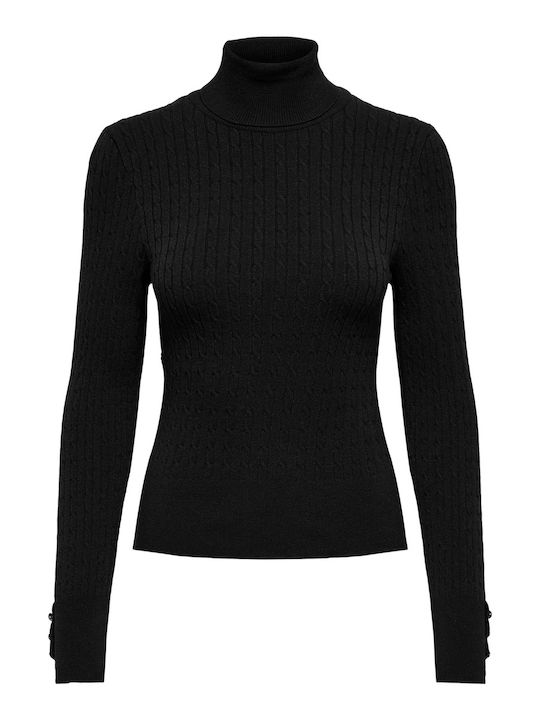 Only Damen Bluse Langärmelig Rollkragenpullover Schwarz