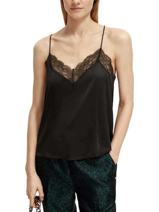 Scotch & Soda Camisole Lace Trim Lingerie Top Feather Bottle Green