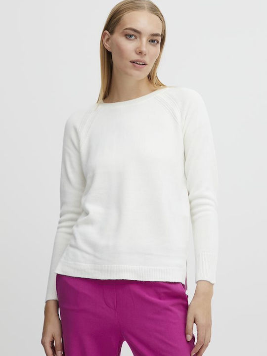 B.Younq Damen Langarm Pullover Weiß