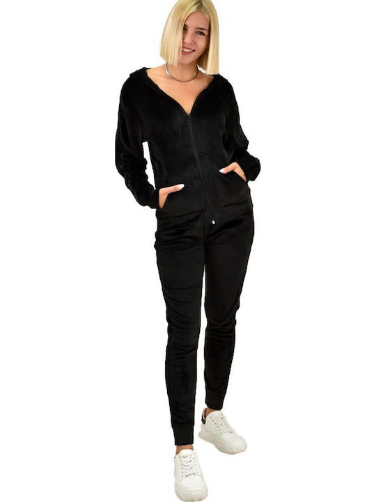 Sweatpants Set Velvet Black