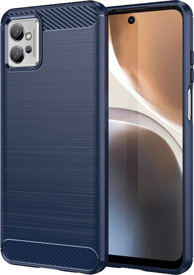 Carbon Fiber Umschlag Rückseite Silikon Blau (Moto G32)