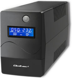 Qoltec 53980 UPS 1000VA 600W με 2 Schuko Πρίζες