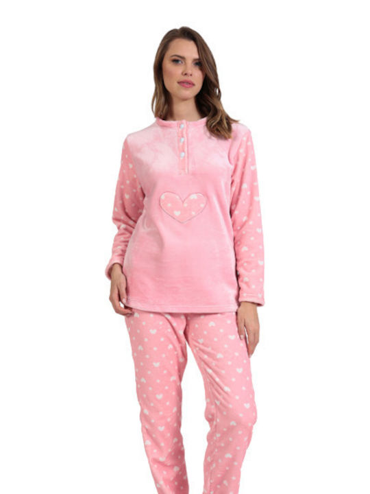 Lingerie Boutique Winter Women's Pyjama Set Fleece Pink