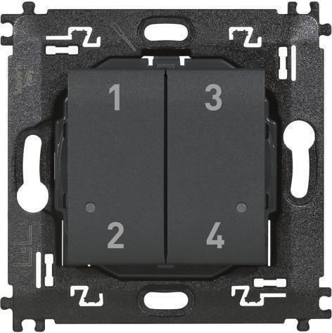 Bticino Wall-mounted Electrical Wall Switch Quadruplicate Without Frame Gray