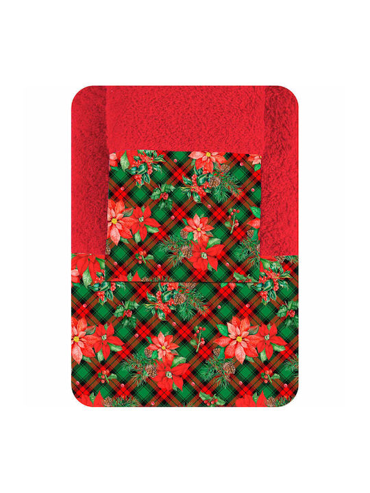 Borea Set Weihnachtliche Servietten Stoff Rot L90xB50cm. 2Stück