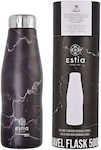 Estia Travel Flask Save the Aegean Flasche Thermosflasche Rostfreier Stahl BPA-frei Schwarz 500ml