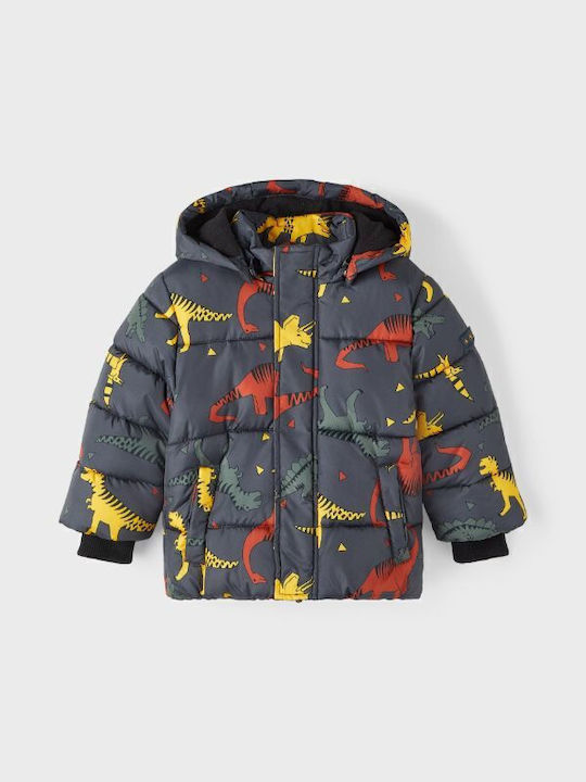 Kids' Quilted Jacket Short with Lining & Hood Blue