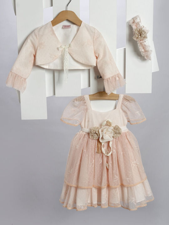 New Life Μπεζ Βαπτιστικό Σετ Ρούχων με Φόρεμα ,...
