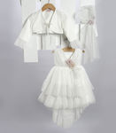 New Life Λευκό Βαπτιστικό Σετ Ρούχων με Αξεσουάρ Μαλλιών , Ζακετάκι & Φόρεμα 3τμχ