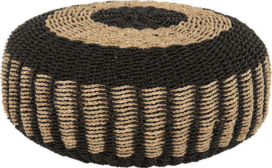 Stool For Living Room Wicker Saroni Black 60x60x35cm