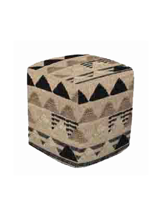 Stool For Living Room Upholstered with Fabric Beige 45x45x45cm