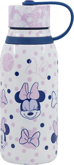 Stor Termos Sticlă Pentru Copii Minnie Din Oțel Inoxidabil Cu Capac Cu Filet Antivărsare 330ml