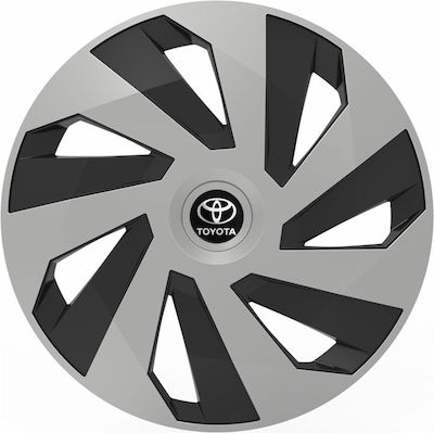 Versaco Σετ Τάσια Αυτοκινήτου με Σήμα Toyota 4τμχ 15" Ασημί/Μαύρο