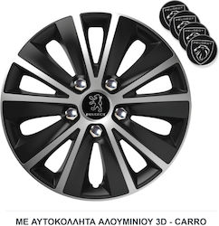 Versaco Rapide Nc Τάσια 15" με Σήμα Peugeot Μαύρο 4τμχ