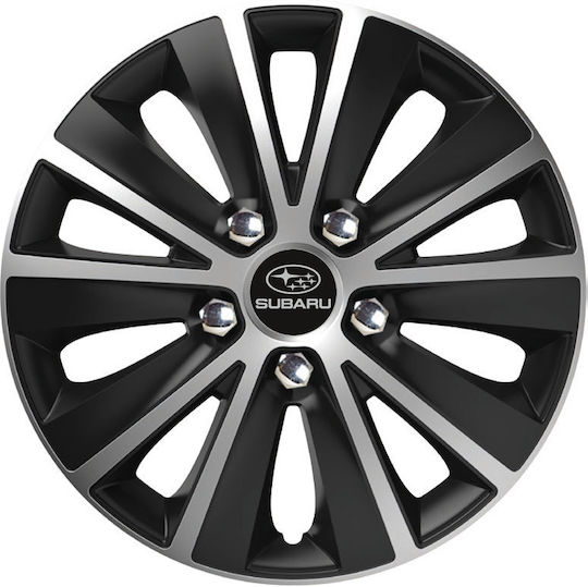 Versaco Car Hubcap Set Rapide Nc with Subaru Emblem 15" 4pcs Silver