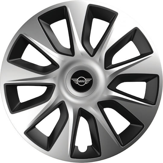 Versaco Car Hubcap Set Stratos with Mini Cooper Emblem 13" 4pcs Silver