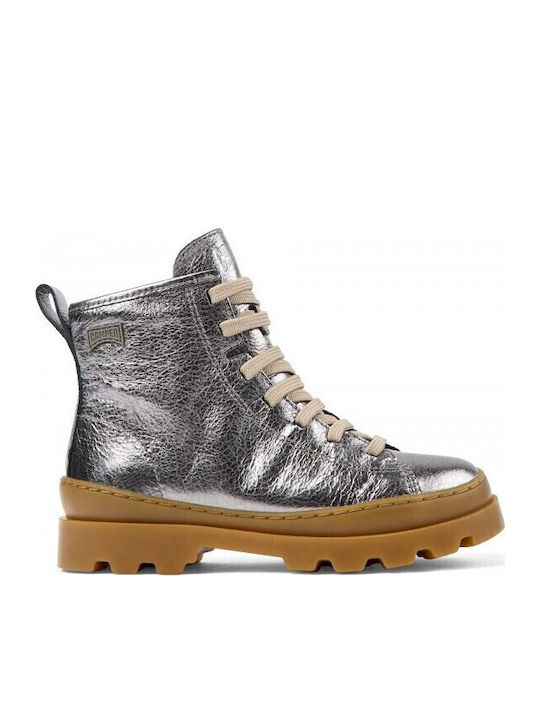 Brutus Anatomical Leather Kids Boots with Zipper Silver