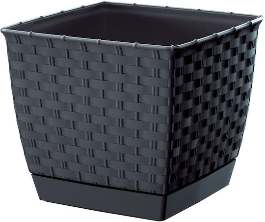 Prosperplast DRLK165 Übertopf Rattan Gray mit Gestell 16.5x16.5x14.2εκ.