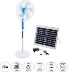 GloboStar SOLARA-FAN Autonomer Solar-Bodenventilator 25W 2 Leistungsfunktionen mit AC 220-240V oder mit Photovoltaik-Panel 9V 12W Weiß 85355