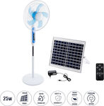 GloboStar SOLARE-FAN Ventilator solar autonom de podea 25W 2 funcții de alimentare cu AC 220-240V sau cu panou fotovoltaic 9V 15W 85357