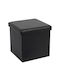 Stool For Living Room Upholstered with Fabric Crystal Black 38x38x38cm