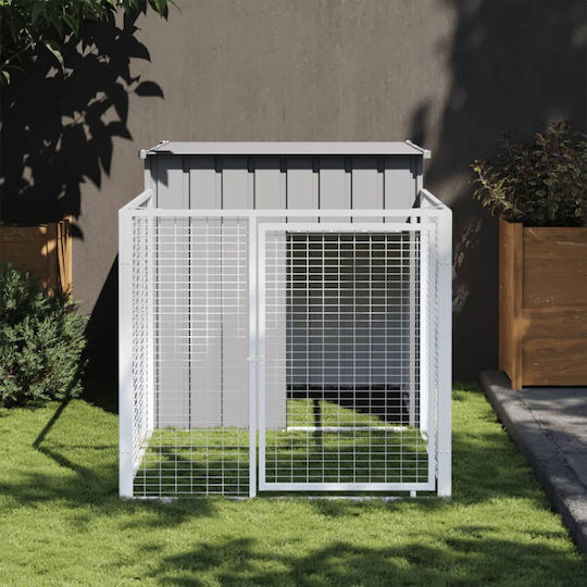 vidaXL Къщичка за Куче Голяма Металик За Външно Ползване Сив 110x200x110см