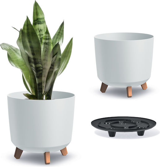 Prosperplast Gracia Tubus DGTL300L Übertopf Kunststoff Weiß mit Gestell 29.8x29.8x28.5εκ.