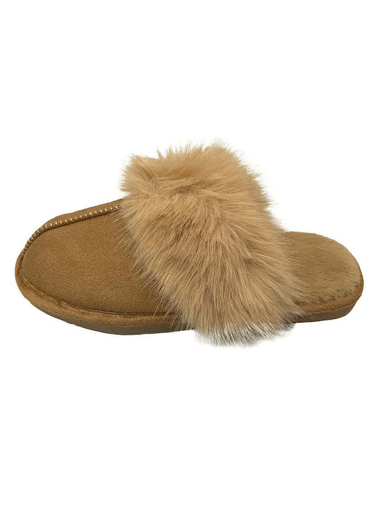 Ustyle Women's Slippers with Fur Brown