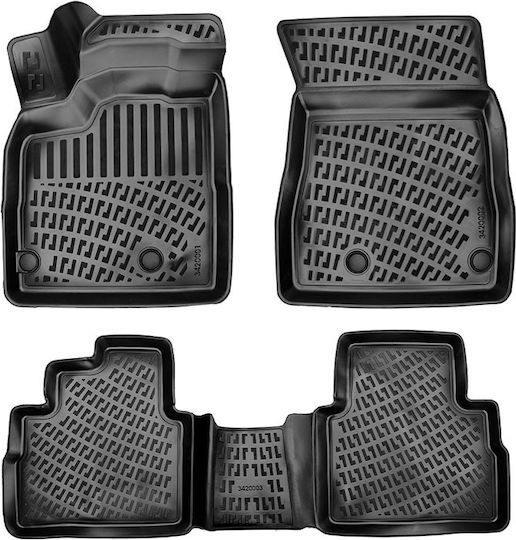 Wöller Set of Front and Rear Mats 4pcs Tray Type for Nissan X-Trail Mazda 2 2021+ Black