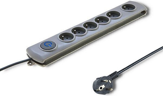 Qoltec Power Strip with Surge Protection 6 Positions with Switch and Cable 5m Gray