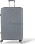 Playbags PP8004 Large Travel Suitcase Hard Gray with 4 Wheels Height 75cm.