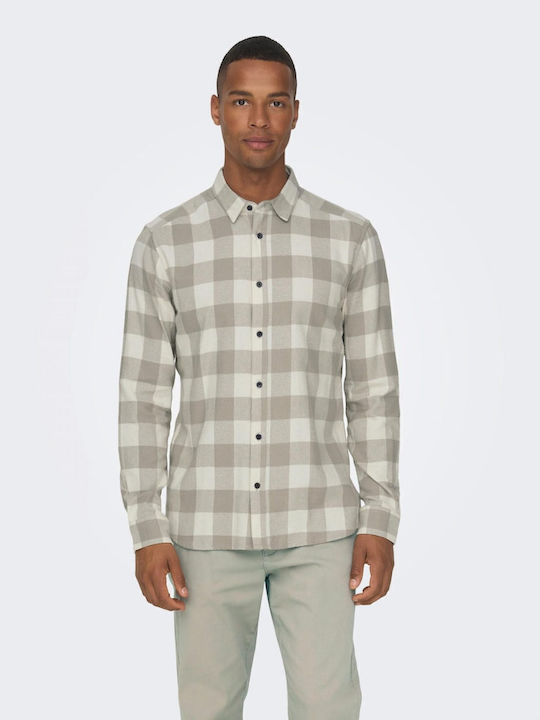Only & Sons Long-sleeved Cotton Shirt Checked B...