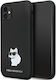 Karl Lagerfeld Choupette Metal Pin Back Cover Silicon Negru (iPhone 11)