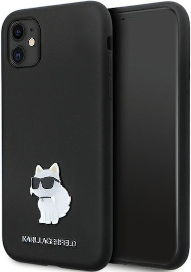 Karl Lagerfeld Choupette Metal Pin Back Cover Silicon Negru (iPhone 11)