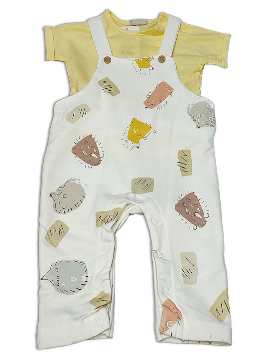 Cassiope Set Baby Strampler Kurzärmelig mit Hose Ecru