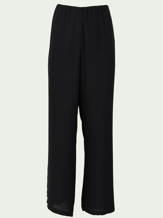 Rodonna Women's Fabric Trousers with Elastic Black
