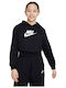 Fleece Kids Sweatshirt with Hood Black Sportswear Club
