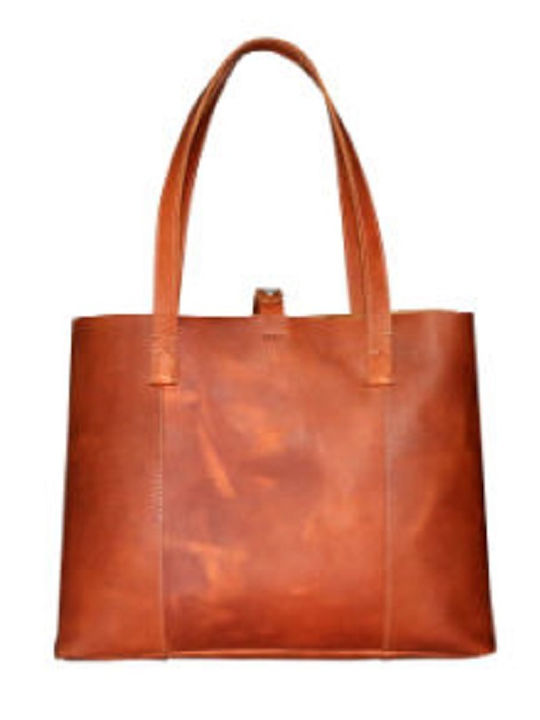 Fetiche Leather Δερμάτινη Γυναικεία Τσάντα Shopper Ώμου Ταμπά