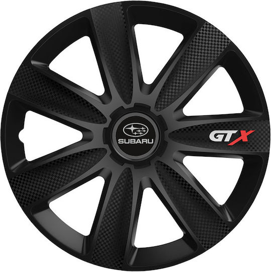 Versaco Car Hubcap Set Gtx with Subaru Emblem 16" 4pcs Black