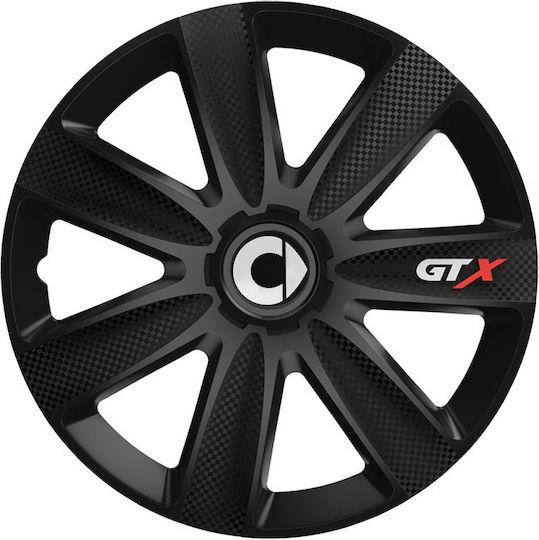 Versaco Комплект тапи за колела на автомобил Gtx с Марка Умни 4бр 16" Черен/Черен