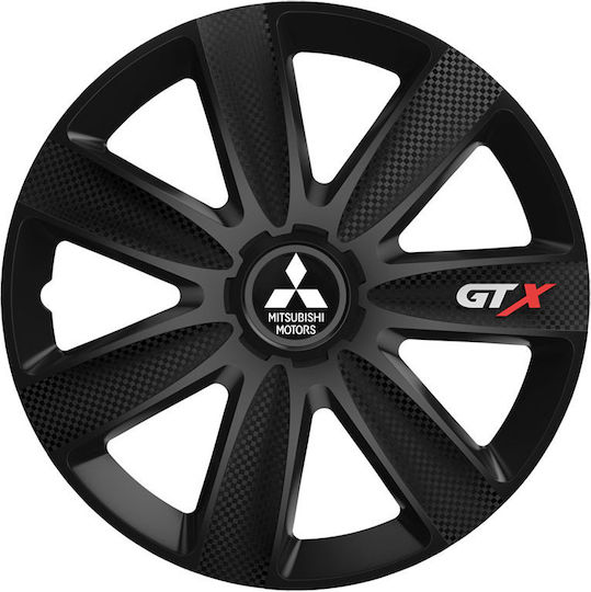 Versaco Car Hubcap Set Gtx with Mitsubishi Emblem 16" 4pcs Black