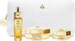 Guerlain Abeille Royale Set Îngrijire pentru Anti-îmbătrânire & Strălucire cu Crema de ochi , Crema de fata , Ulei de față & Geantă pentru articole de toaletă