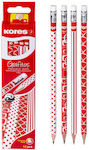 Kores Pencil HB Set with Eraser Red 12pcs