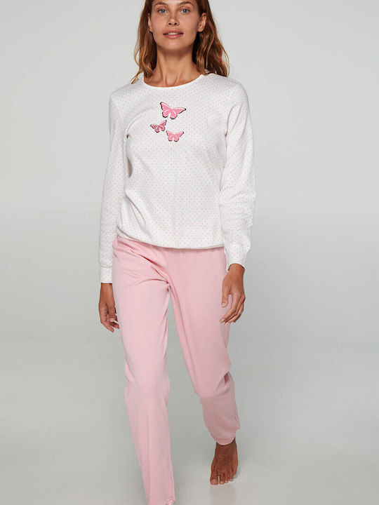 Vamp Winter Damen Pyjama-Set Rosa