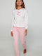 Vamp Winter Damen Pyjama-Set Rosa