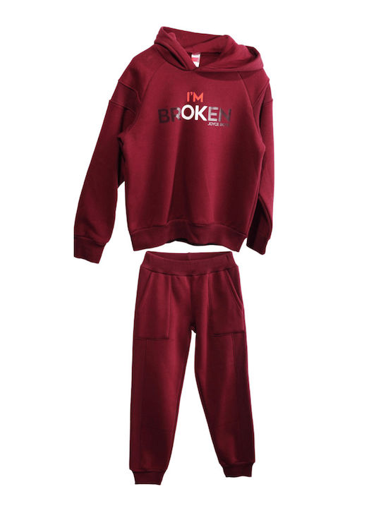 Joyce Kids Sweatpants Set Burgundy 2pcs