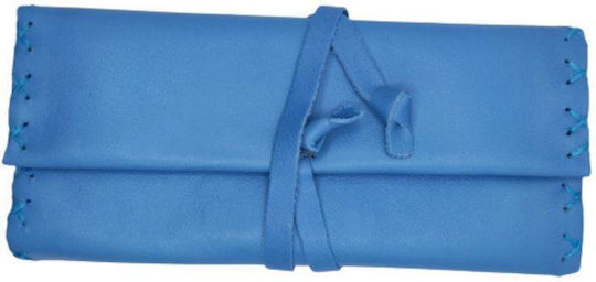 Tabaktasche aus Künstliches Leder Hellblau Handgefertigt mit Kordel